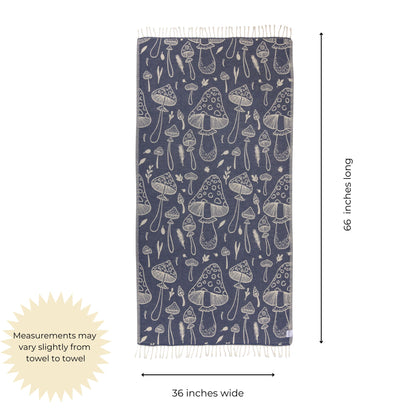 Mushroom Organic Turkish Towel in Navy