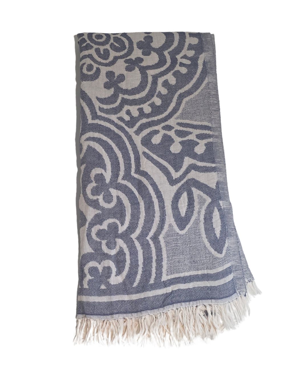 OUTLET SALE - Flower Turkish Towel in Navy - FINAL SALE