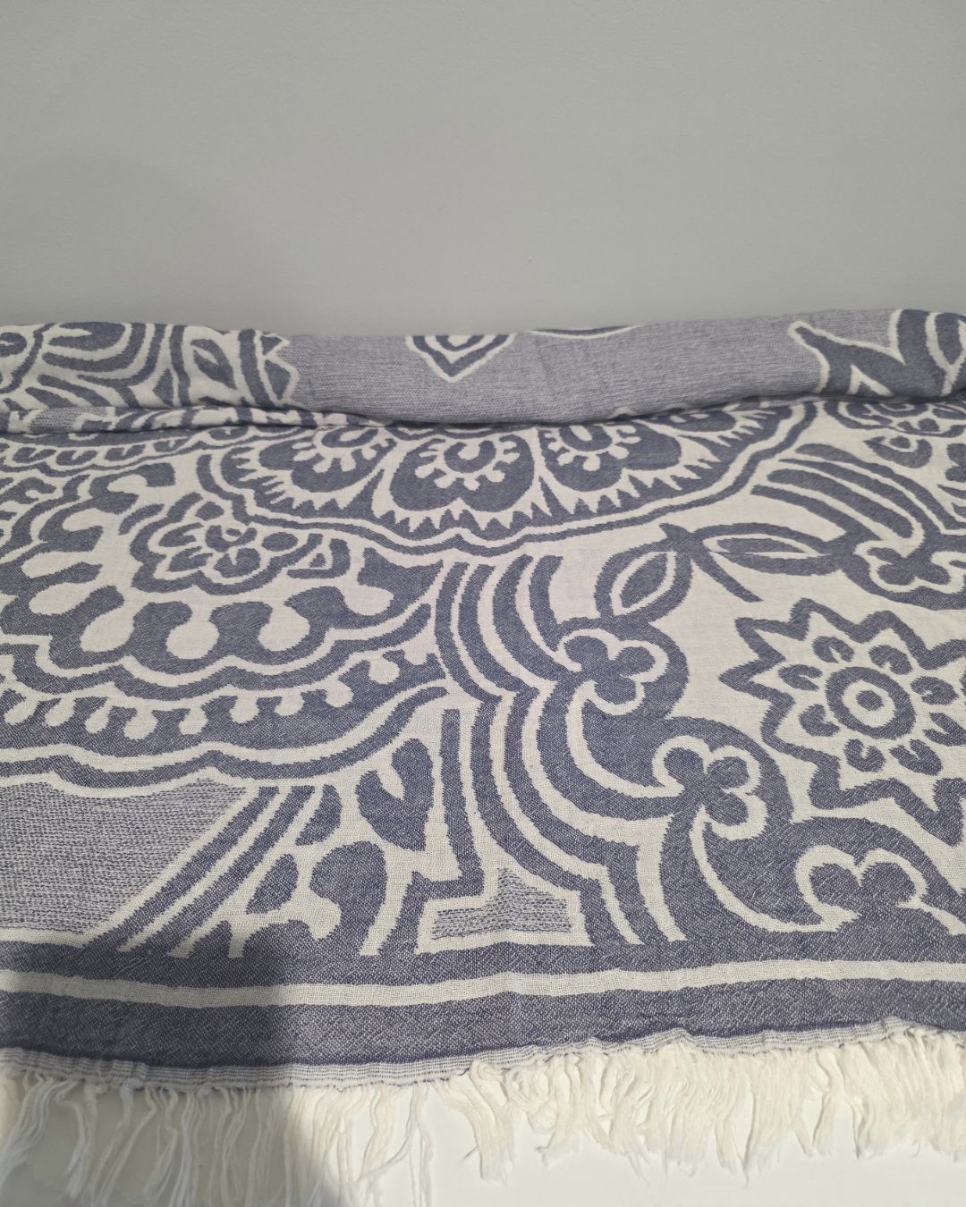 OUTLET SALE - Flower Turkish Towel in Navy - FINAL SALE