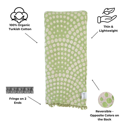 Arched Dot Reversible Muslin Blanket in Olive and Beige