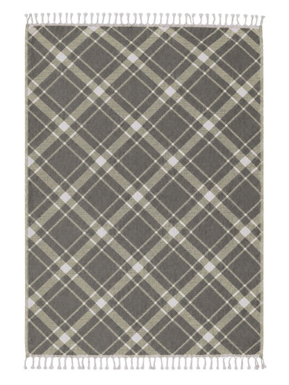 Plaid Organic Cotton Throw Blanket in Dark Grey & Beige