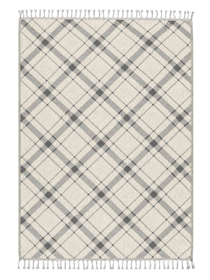 Plaid Organic Cotton Throw Blanket in Dark Grey & Beige