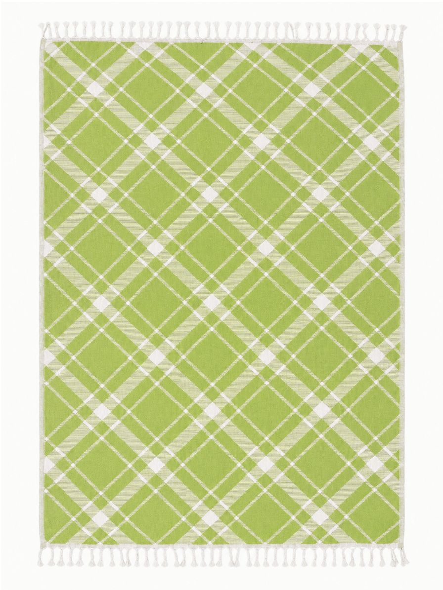 Plaid Organic Cotton Throw Blanket in Olive & Beige
