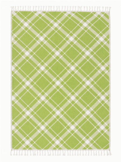 Plaid Organic Cotton Throw Blanket in Olive & Beige