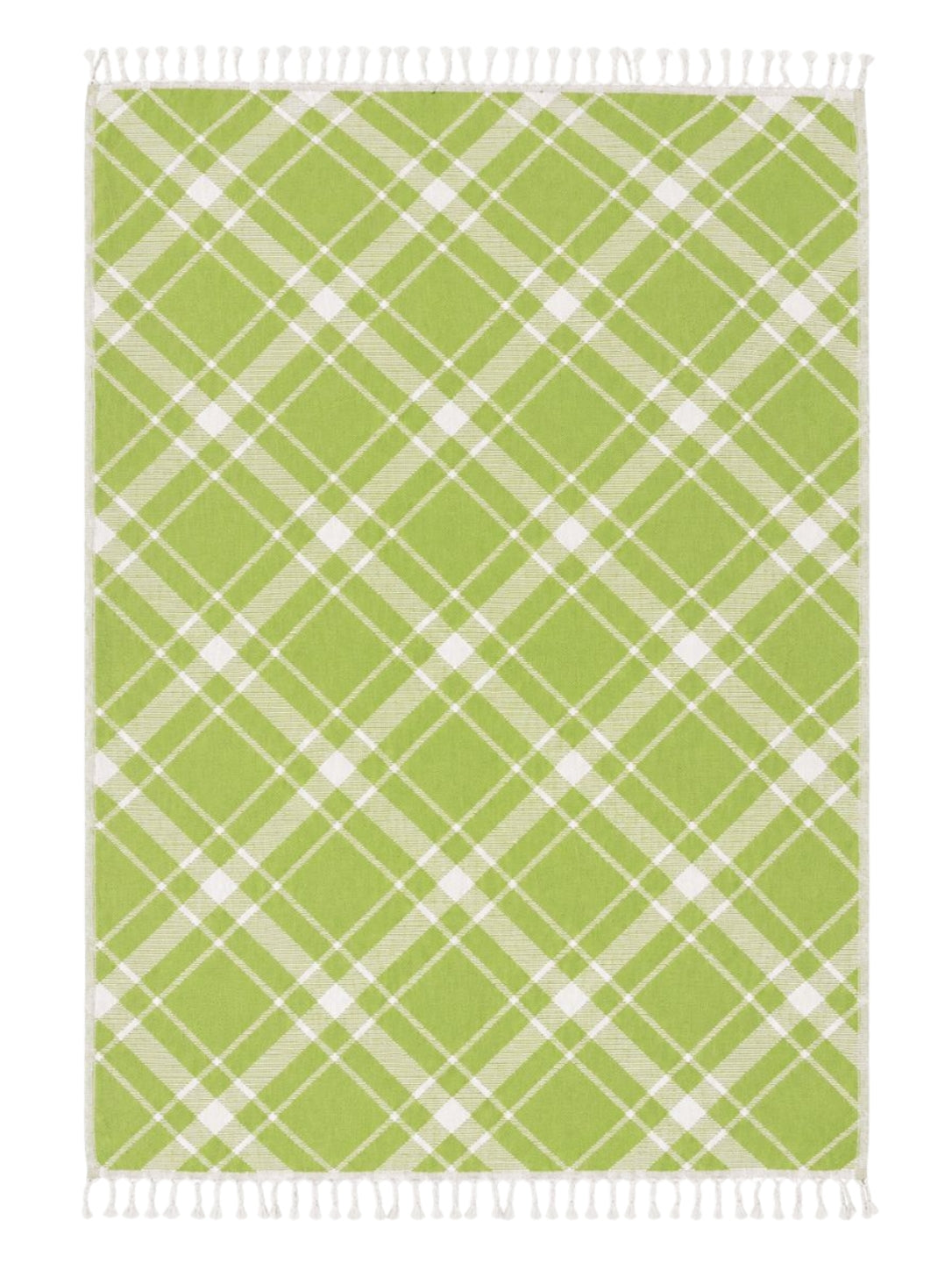 Plaid Organic Cotton Throw Blanket in Olive & Beige