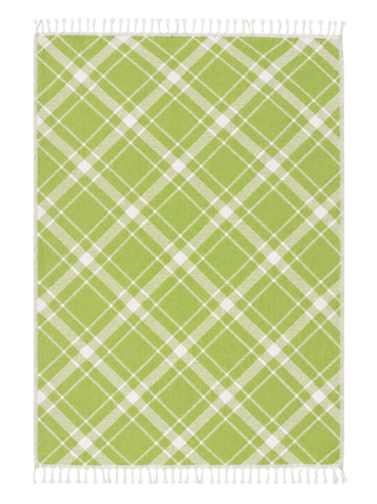 Plaid Organic Cotton Throw Blanket in Olive & Beige