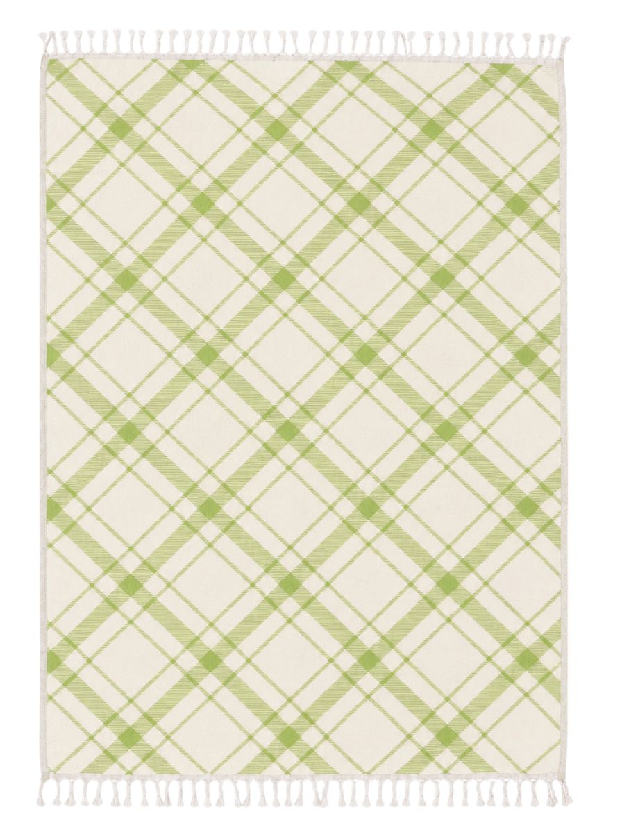 Plaid Organic Cotton Throw Blanket in Olive & Beige