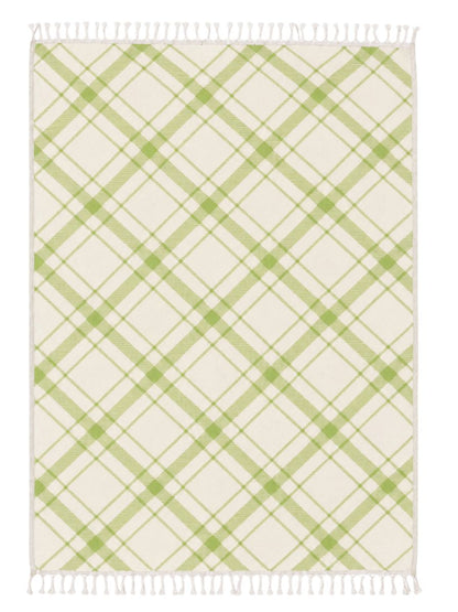 Plaid Organic Cotton Throw Blanket in Olive & Beige