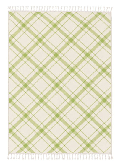 Plaid Organic Cotton Throw Blanket in Olive & Beige
