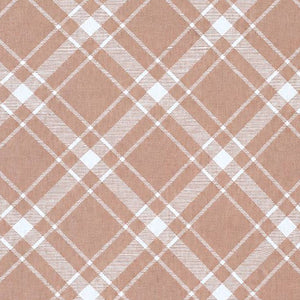 Plaid Organic Cotton Throw Blanket in Camel & Beige