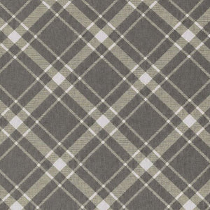 Plaid Organic Cotton Throw Blanket in Dark Grey & Beige