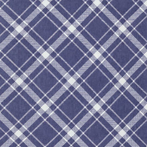 Plaid Organic Cotton Throw Blanket in Navy & Beige