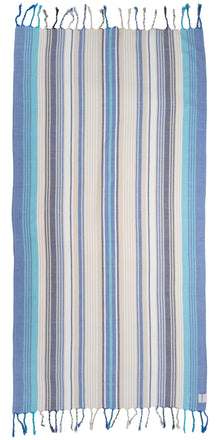  CLEARANCE - Rainbow Variegated Sand Free Turkish Towel in Navy