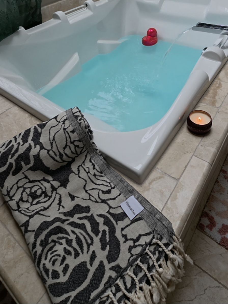 Rose Organic Turkish Towel in Black