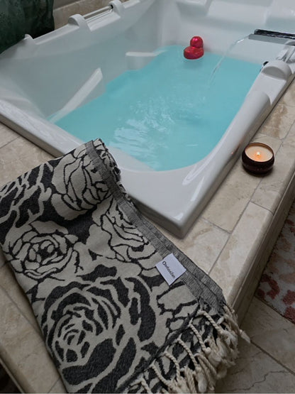 Rose Organic Turkish Towel in Black