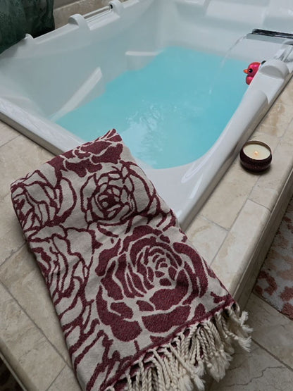 Rose Organic Turkish Towel in Burgundy