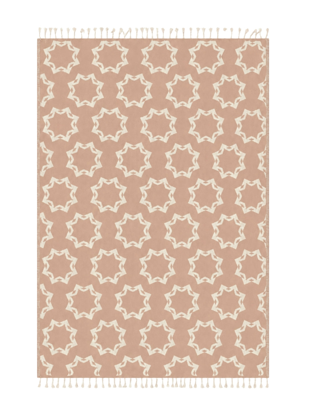 Rosette Organic Cotton Throw Blanket in Camel & Beige