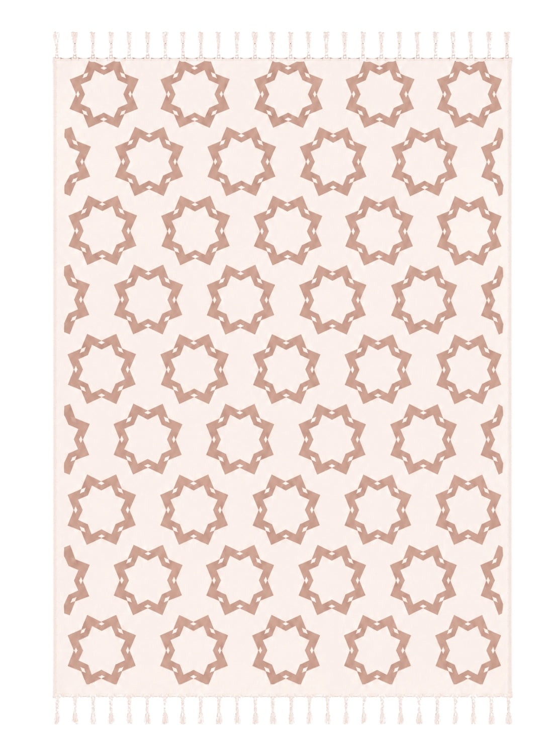 Rosette Organic Cotton Throw Blanket in Camel & Beige