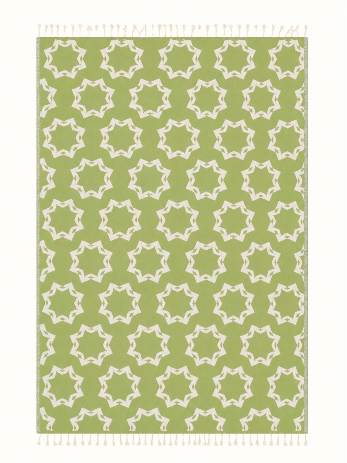 Rosette Organic Cotton Throw Blanket in Olive & Beige