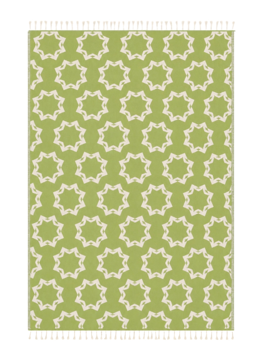 Rosette Organic Cotton Throw Blanket in Olive & Beige