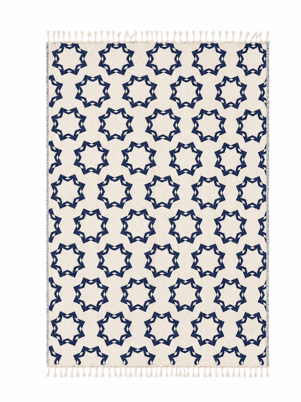 Rosette Organic Cotton Throw Blanket in Navy & Beige