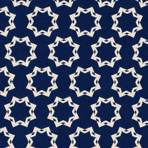 Rosette Organic Cotton Throw Blanket in Navy & Beige