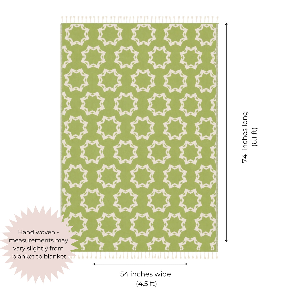 Rosette Organic Cotton Throw Blanket in Olive & Beige