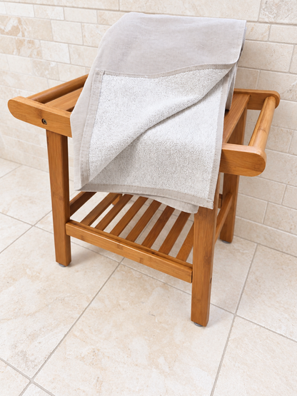Stucco Organic Terry Cloth Lined Turkish Towel in Beige