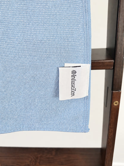 Stucco Organic Terry Cloth Lined Turkish Towel in Light Blue