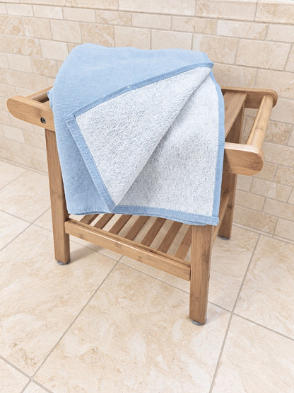 Stucco Organic Terry Cloth Lined Turkish Towel in Light Blue
