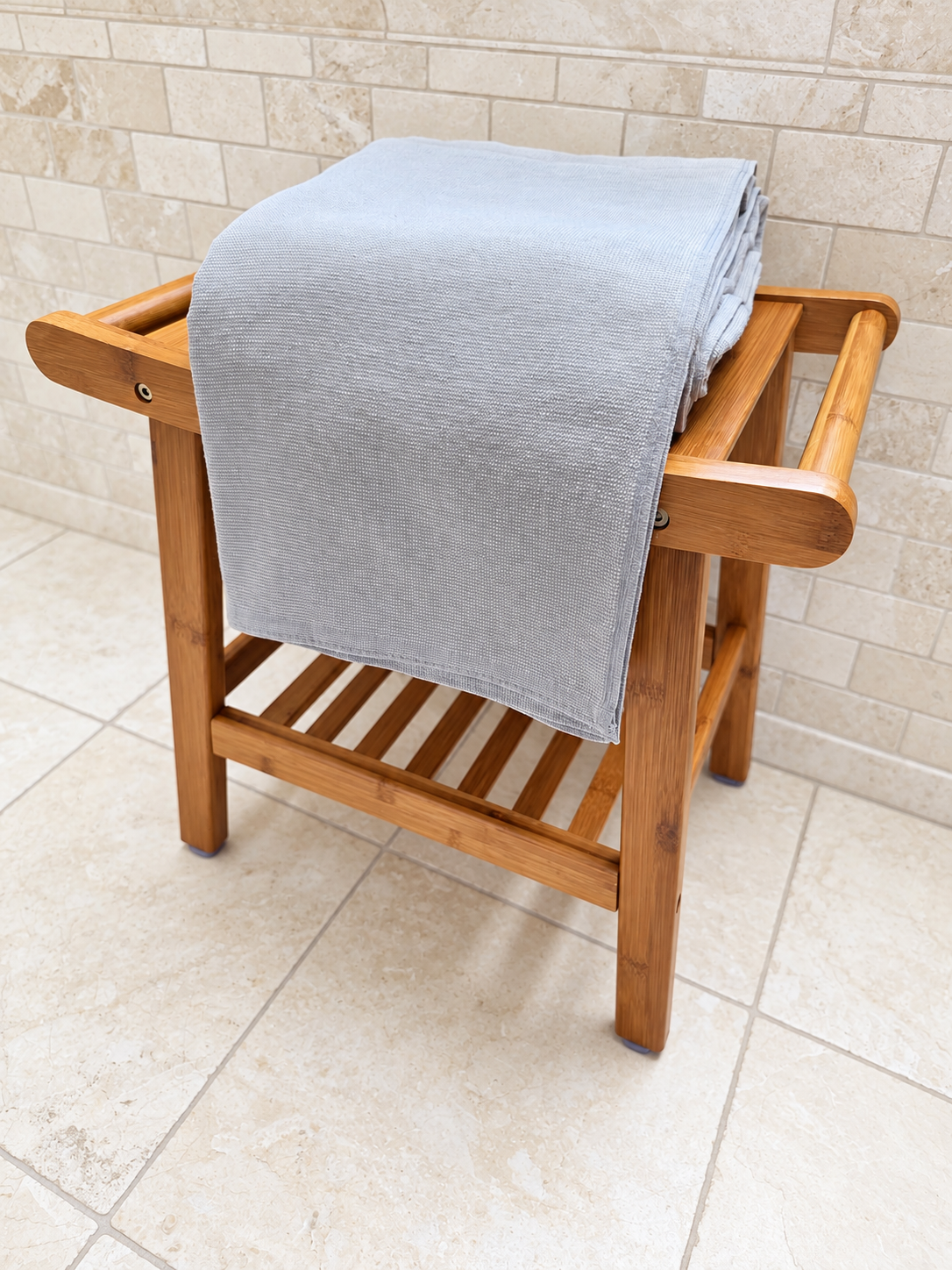 Stucco Organic Terry Cloth Lined Turkish Towel in Light Grey