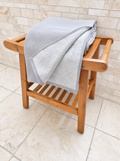 Stucco Organic Terry Cloth Lined Turkish Towel in Light Grey