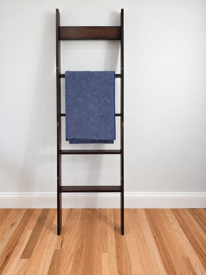 Stucco Organic Terry Cloth Lined Turkish Towel in Navy