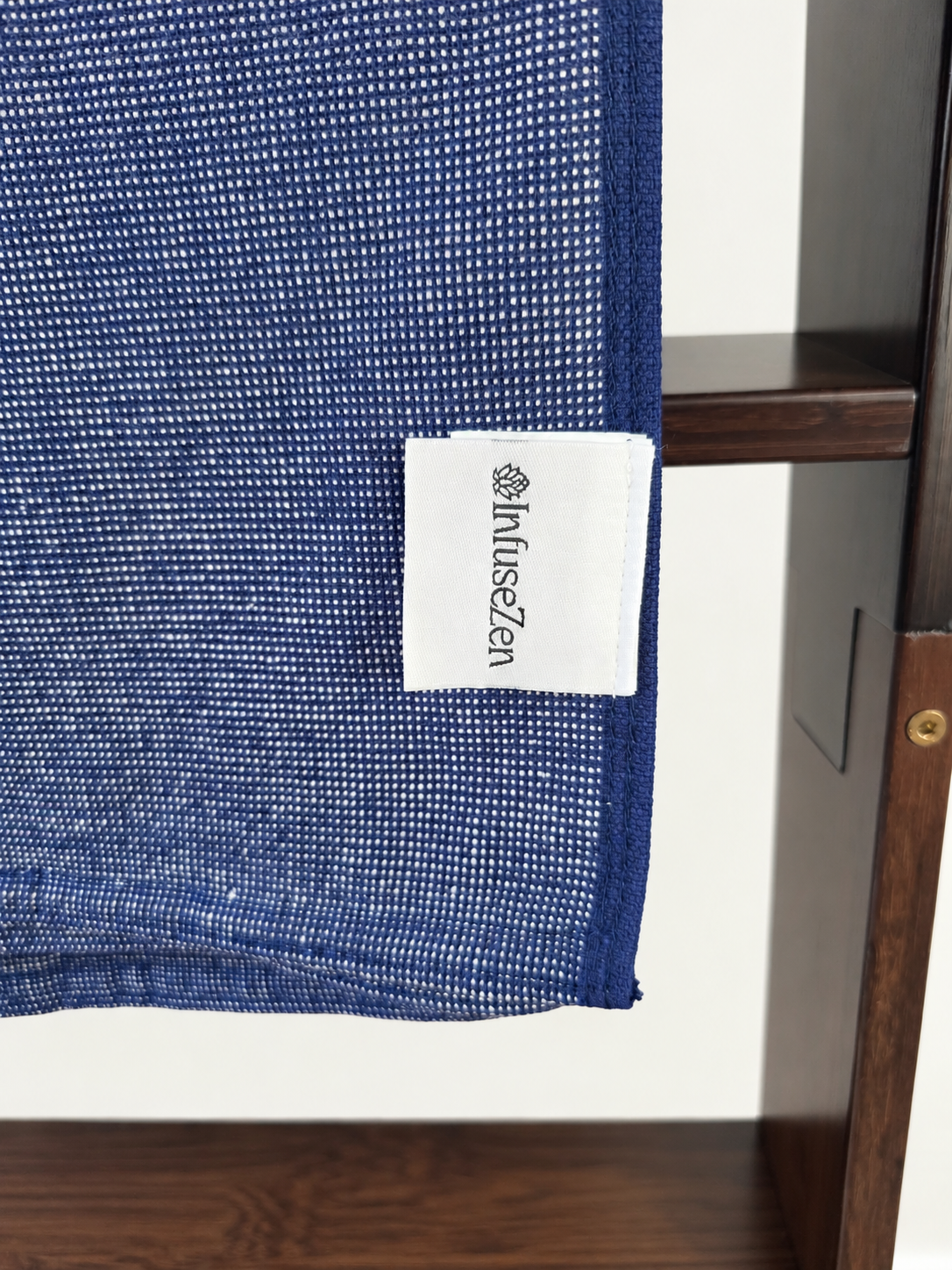 Stucco Organic Terry Cloth Lined Turkish Towel in Navy