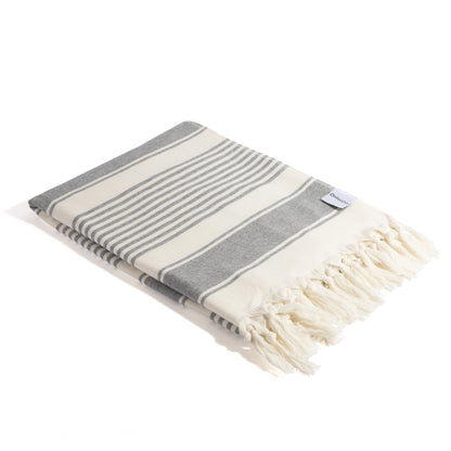 OUTLET SALE - Sauna Terry Lined Turkish Towel in Dark Grey - FINAL SALE