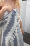 SPA BUNDLE #1 - Set of 6 Sauna Terry Cloth Lined Turkish Towels - Navy (2), Dark Grey (2), Olive (2)