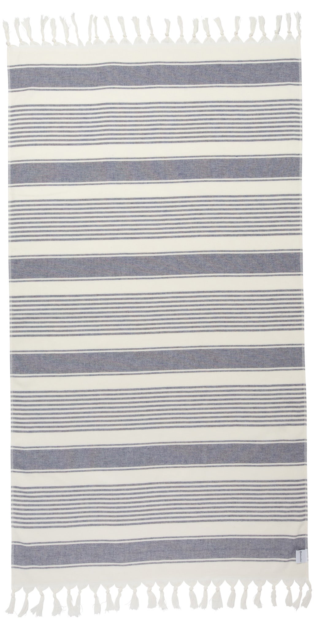 Sauna Stripe Organic Terry Cloth Lined Turkish Towel in Navy Blue