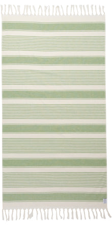  Sauna Stripe Terry Cloth Lined Turkish Towel in Olive Green