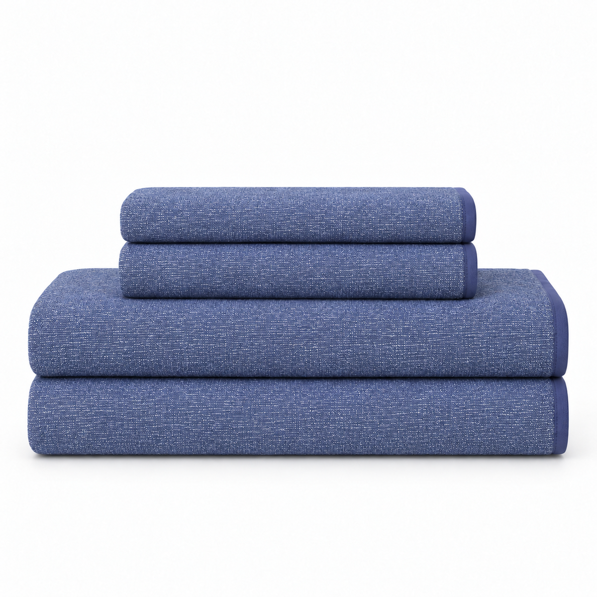 Bath Set Towel Bundle - Set of 2 Stucco Bath Towels + 2 Hand Towels - Navy