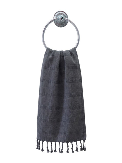 Stonewashed Organic Turkish Cotton Hand Towel in Faded Black