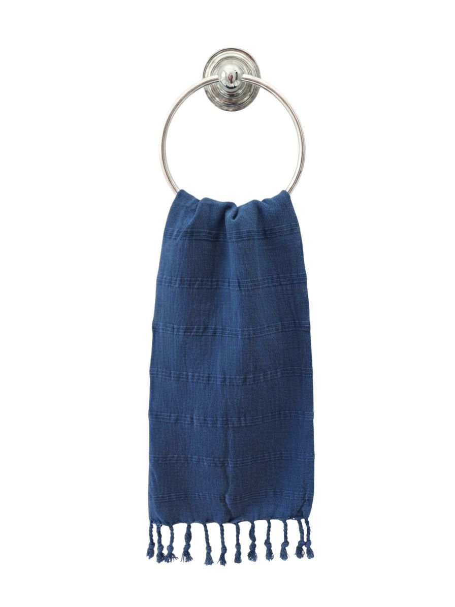 Stonewashed Organic Turkish Cotton Hand Towel in Blue