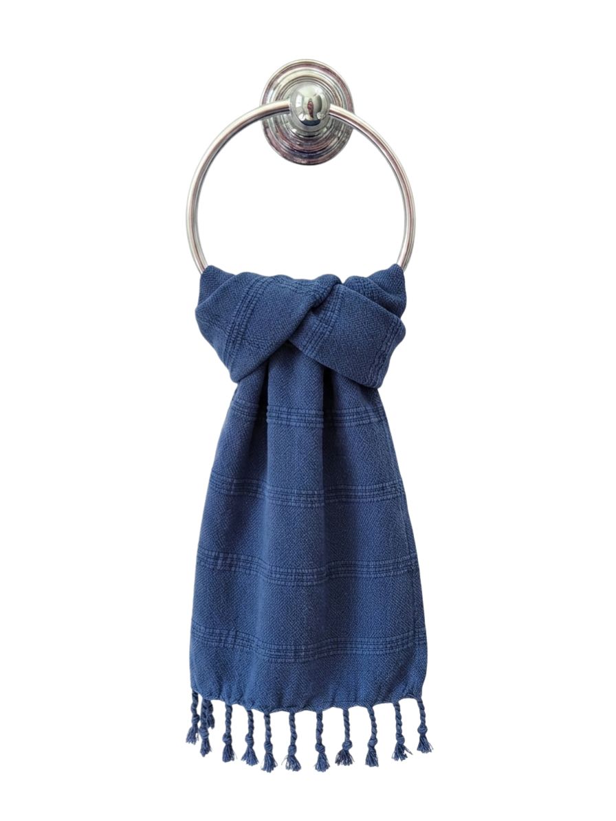 Stonewashed Organic Turkish Cotton Hand Towel in Blue