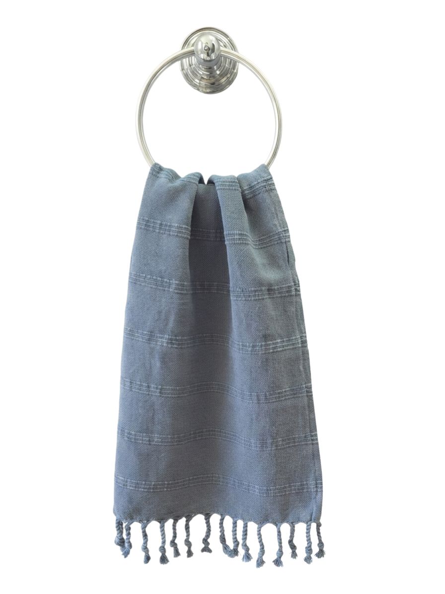 Stonewashed Organic Turkish Cotton Hand Towel in Denim