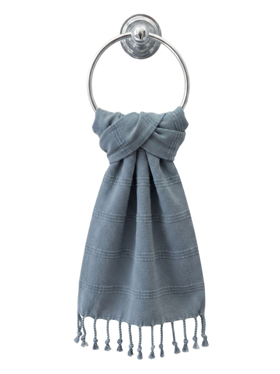 Stonewashed Organic Turkish Cotton Hand Towel in Denim