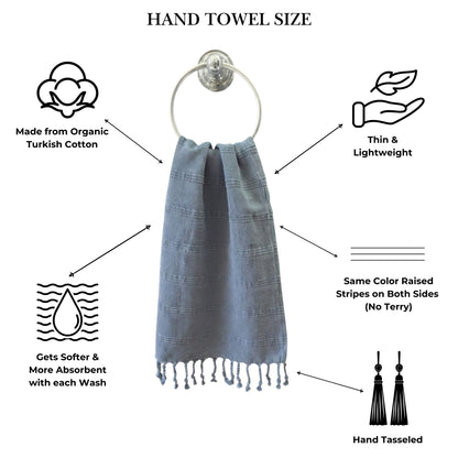 Stonewashed Organic Turkish Cotton Hand Towel in Denim