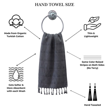 Stonewashed Organic Turkish Cotton Hand Towel in Faded Black