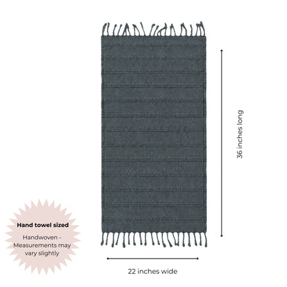 Stonewashed Organic Turkish Cotton Hand Towel in Faded Black