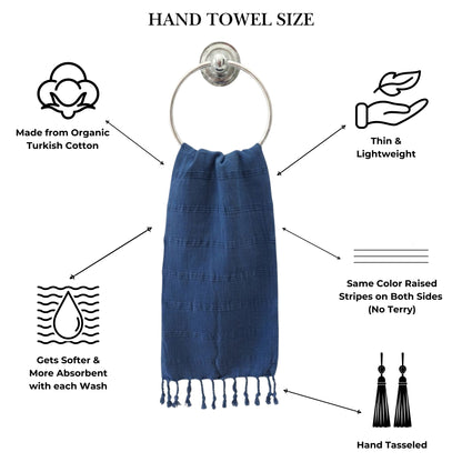 Stonewashed Organic Turkish Cotton Hand Towel in Blue