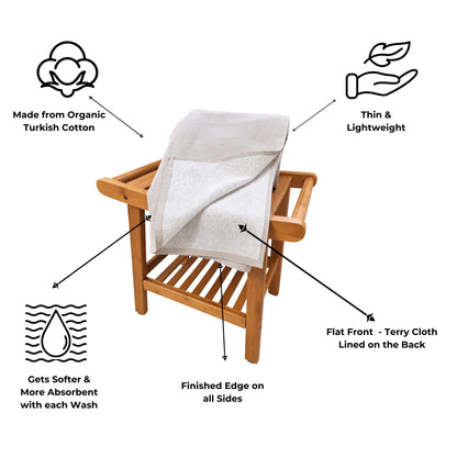 Stucco Organic Terry Cloth Lined Turkish Towel in Beige
