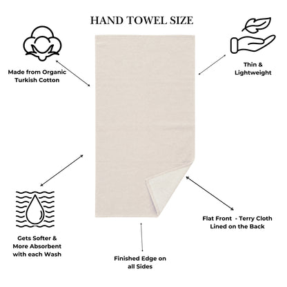 Stucco Organic Terry Cloth Lined Hand Towel in Beige